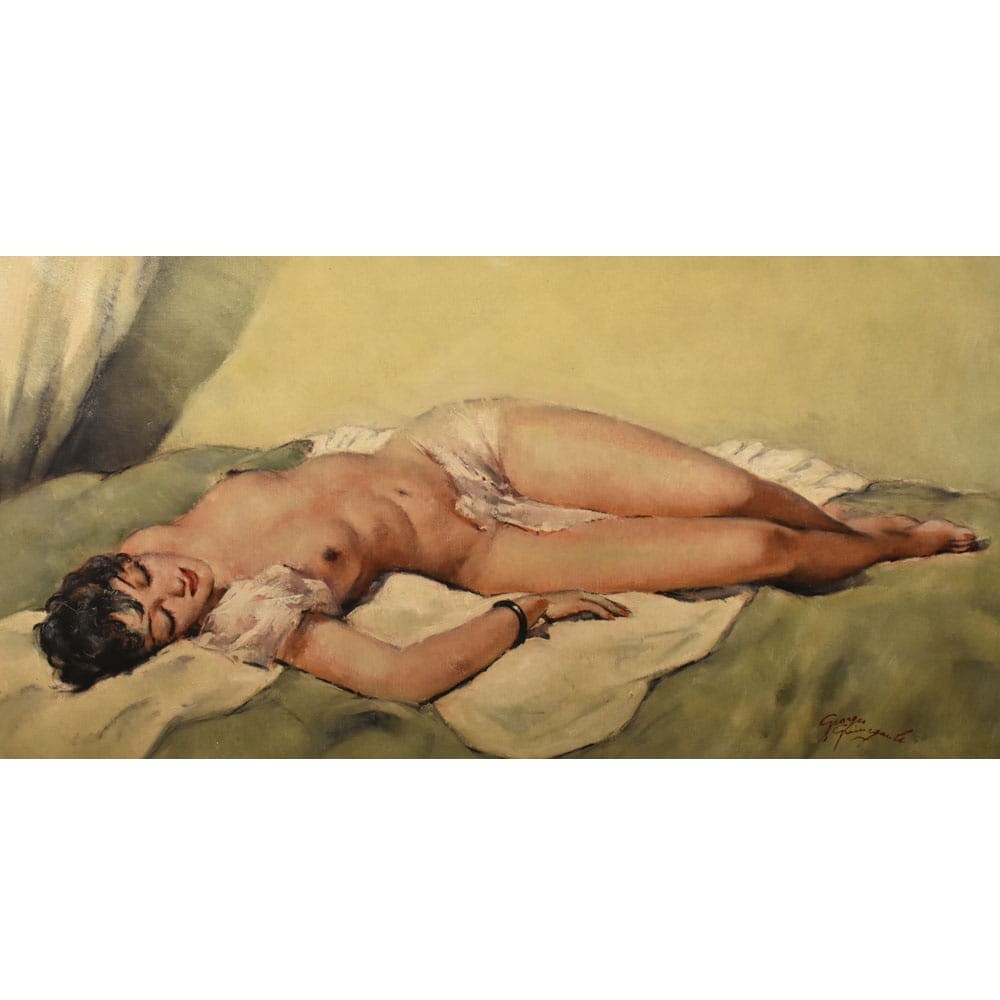 QN787 3 antique nude woman oil painting XX century